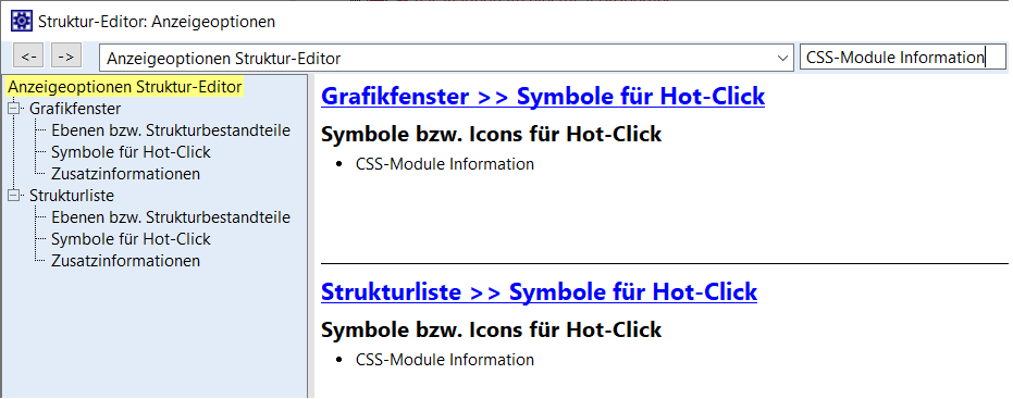 CSS-Module Information Anzeigeoption