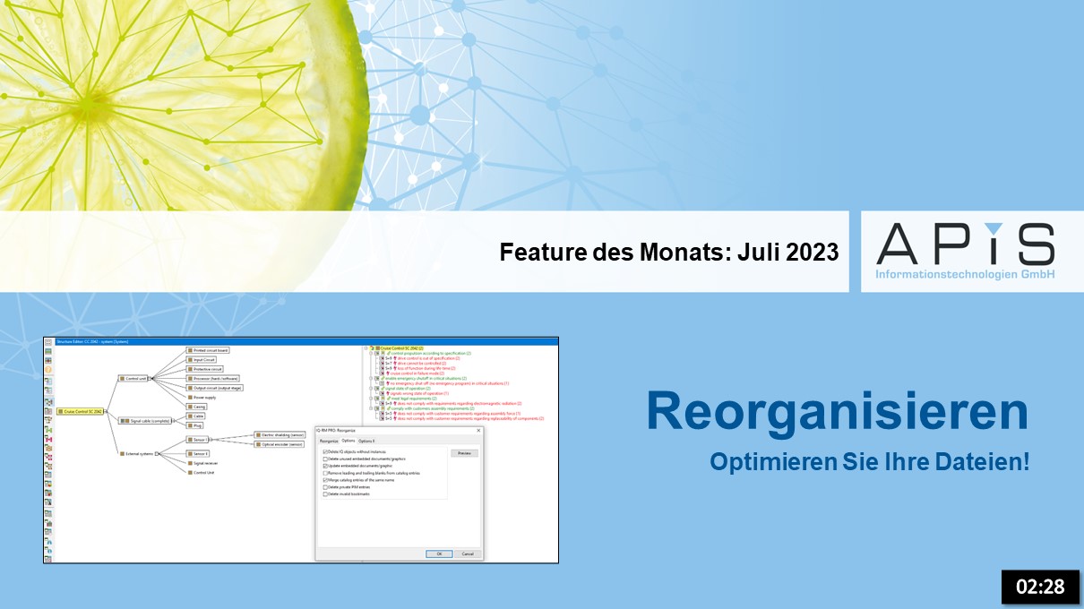 Feature des Monats Juli 2023 - Reorganisieren - Optimieren Sie Ihre Dateien!